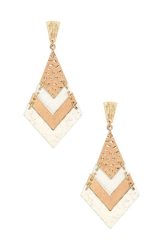 Hammered Chevron Dangle Earrings
