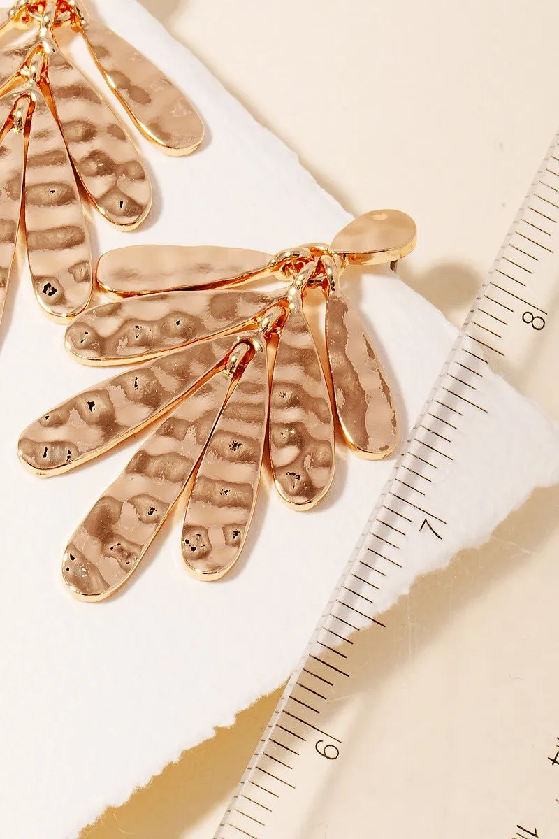 Hammered Oval Fringe Dangle Earrings