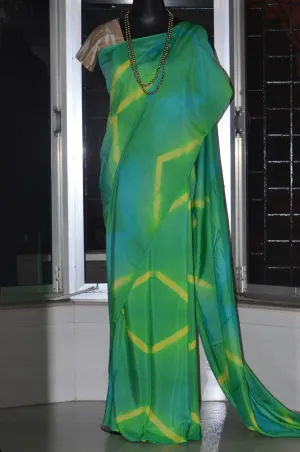 Hand Tie and Dye Modal Muslin Mul Silk Saree
