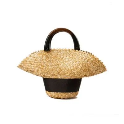 Handmade Drawstring Straw Woven Large Capacity Beach Bags