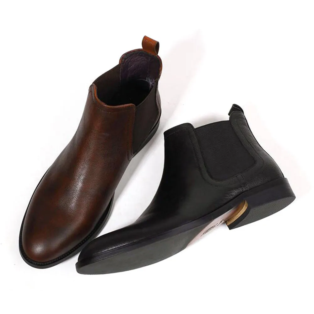 Handmade Full Grain Leather Casual Chelsea Boots