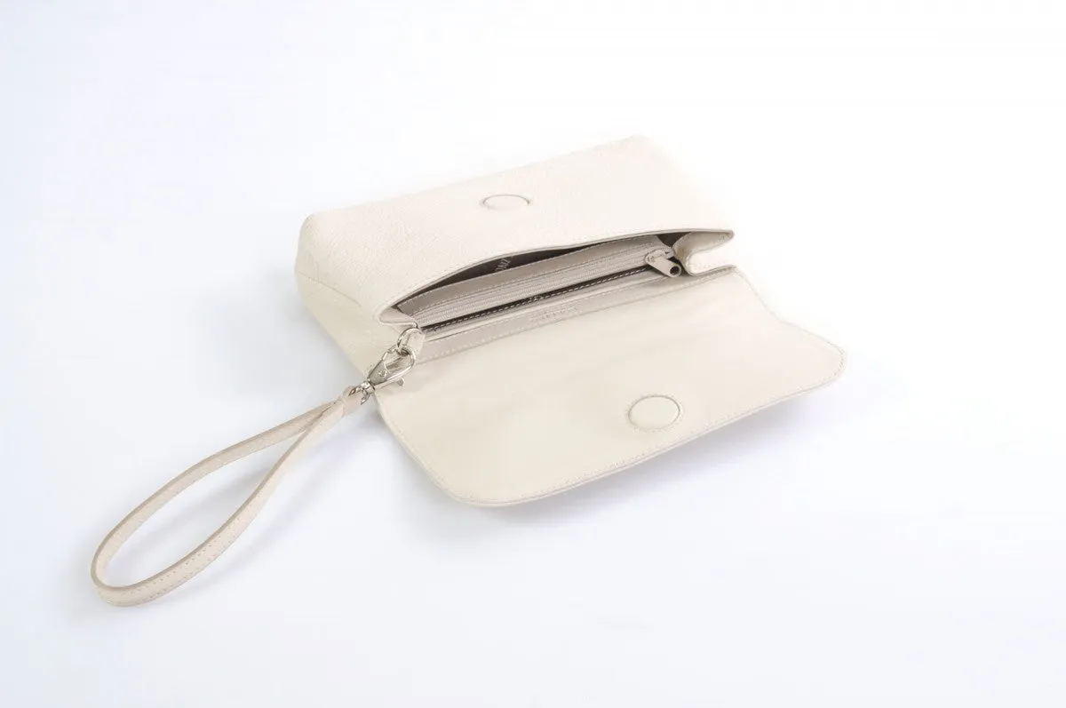 Handmade Italian Leather Clutch - Roma - Luna White