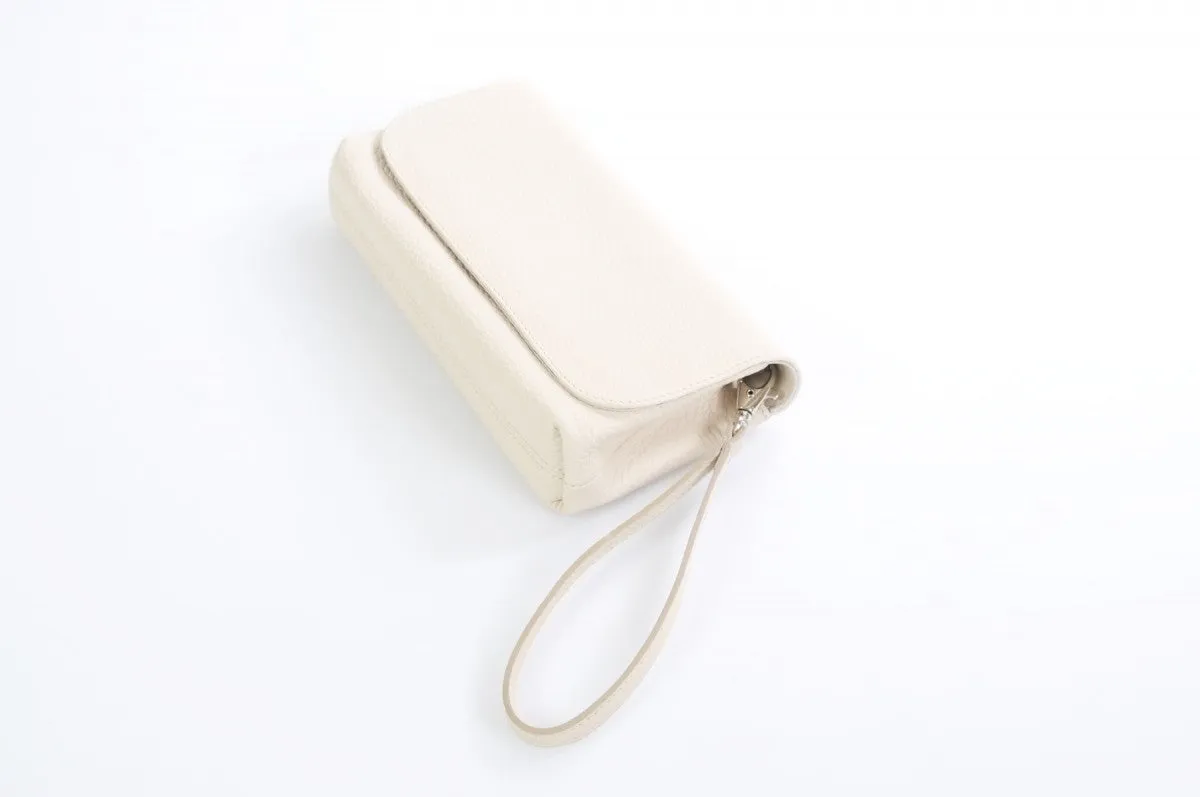 Handmade Italian Leather Clutch - Roma - Luna White