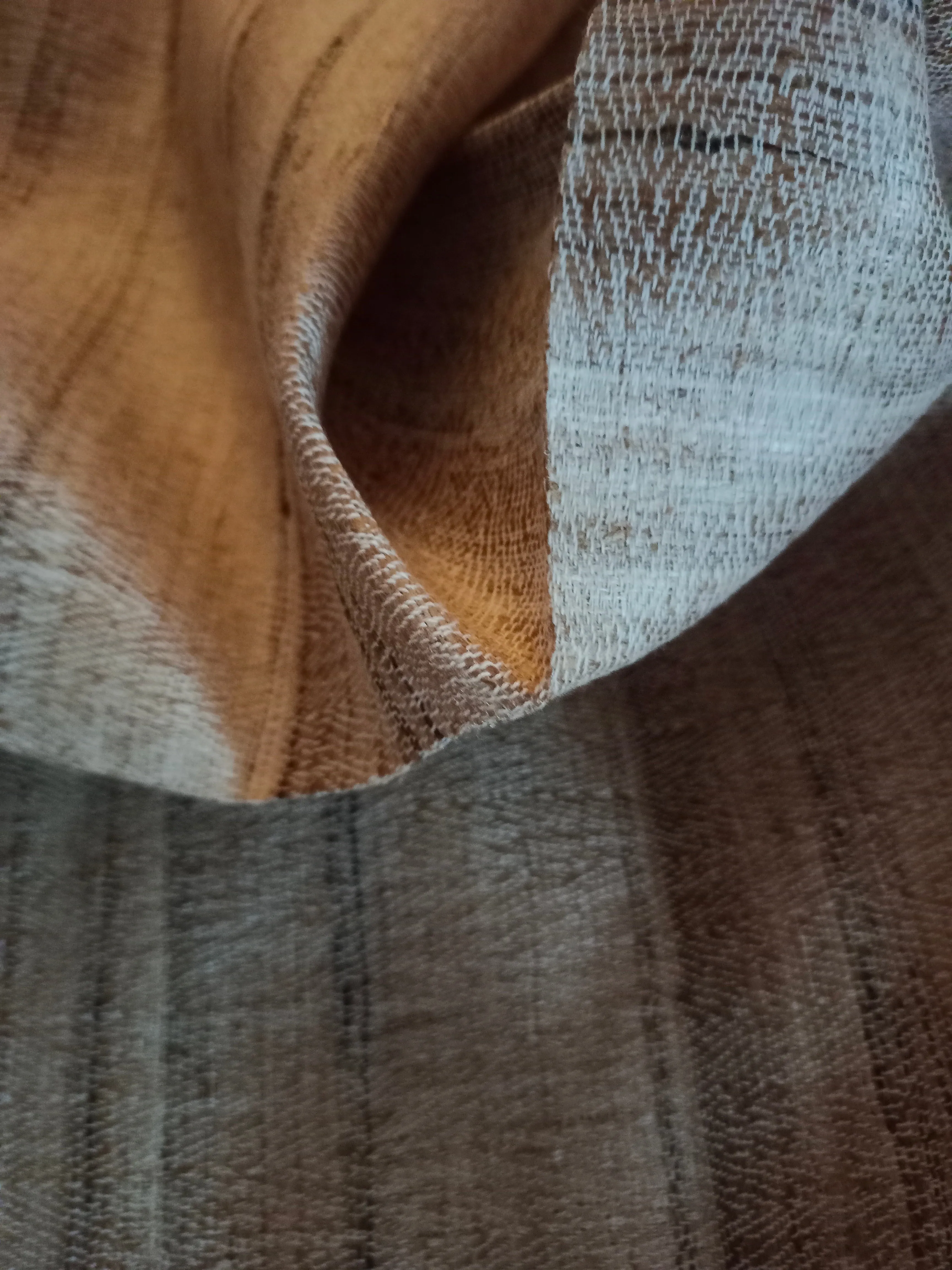 Handwoven Herringbone Weave Ghicha Soft Spun Silk Fabric