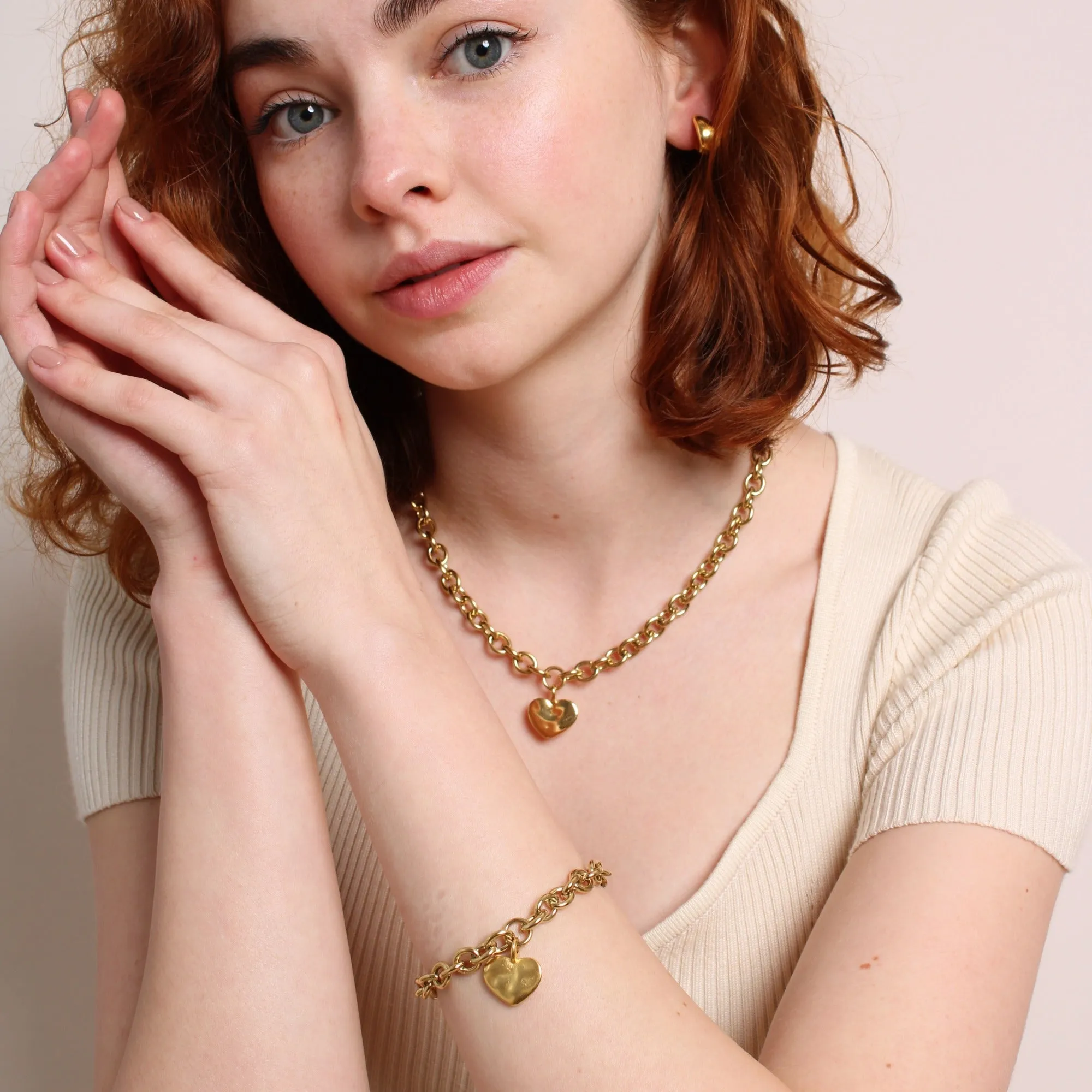 Hayley Heart Chunky Bracelet, Gold