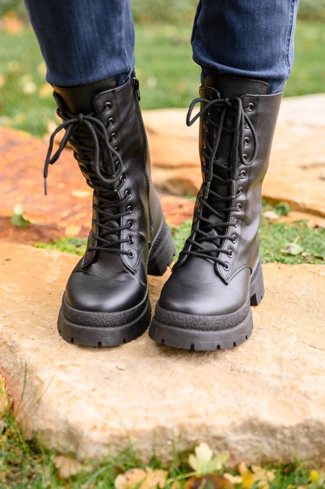 Hazel Blues® | Fresh Feels Combat Boots In Black