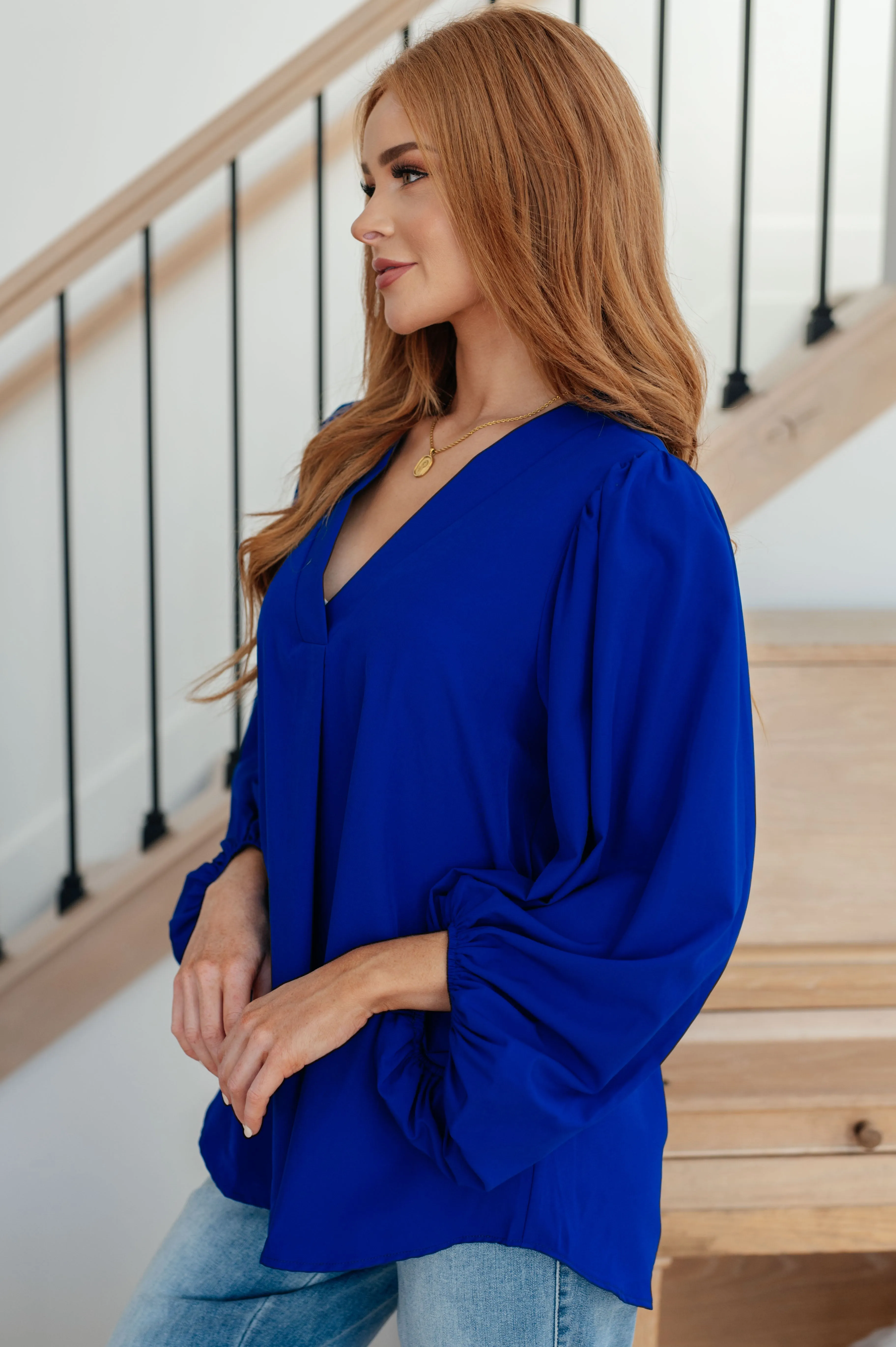 Hazel Blues® |  What Do You Say Balloon Sleeve Blouse
