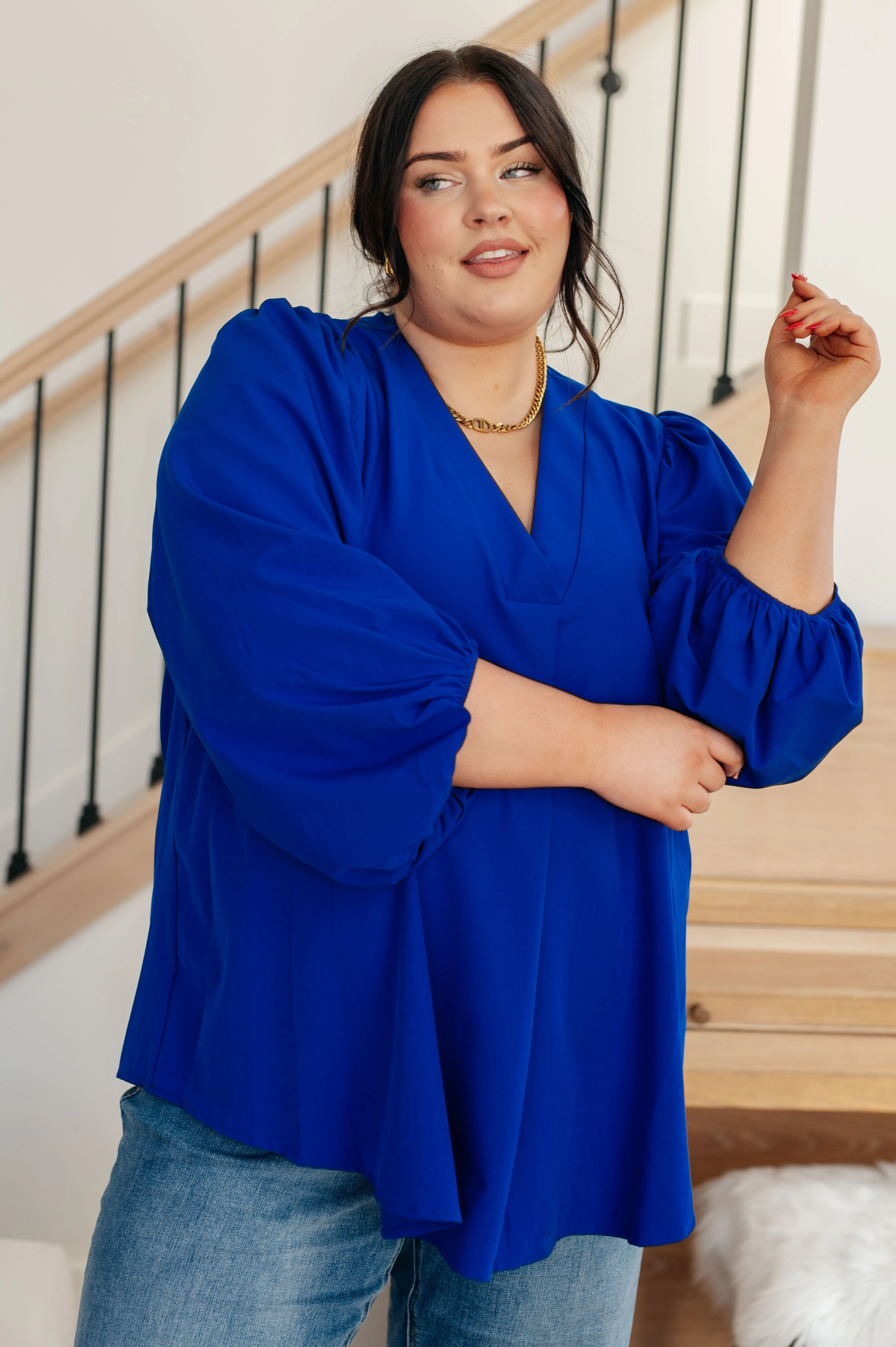 Hazel Blues® |  What Do You Say Balloon Sleeve Blouse