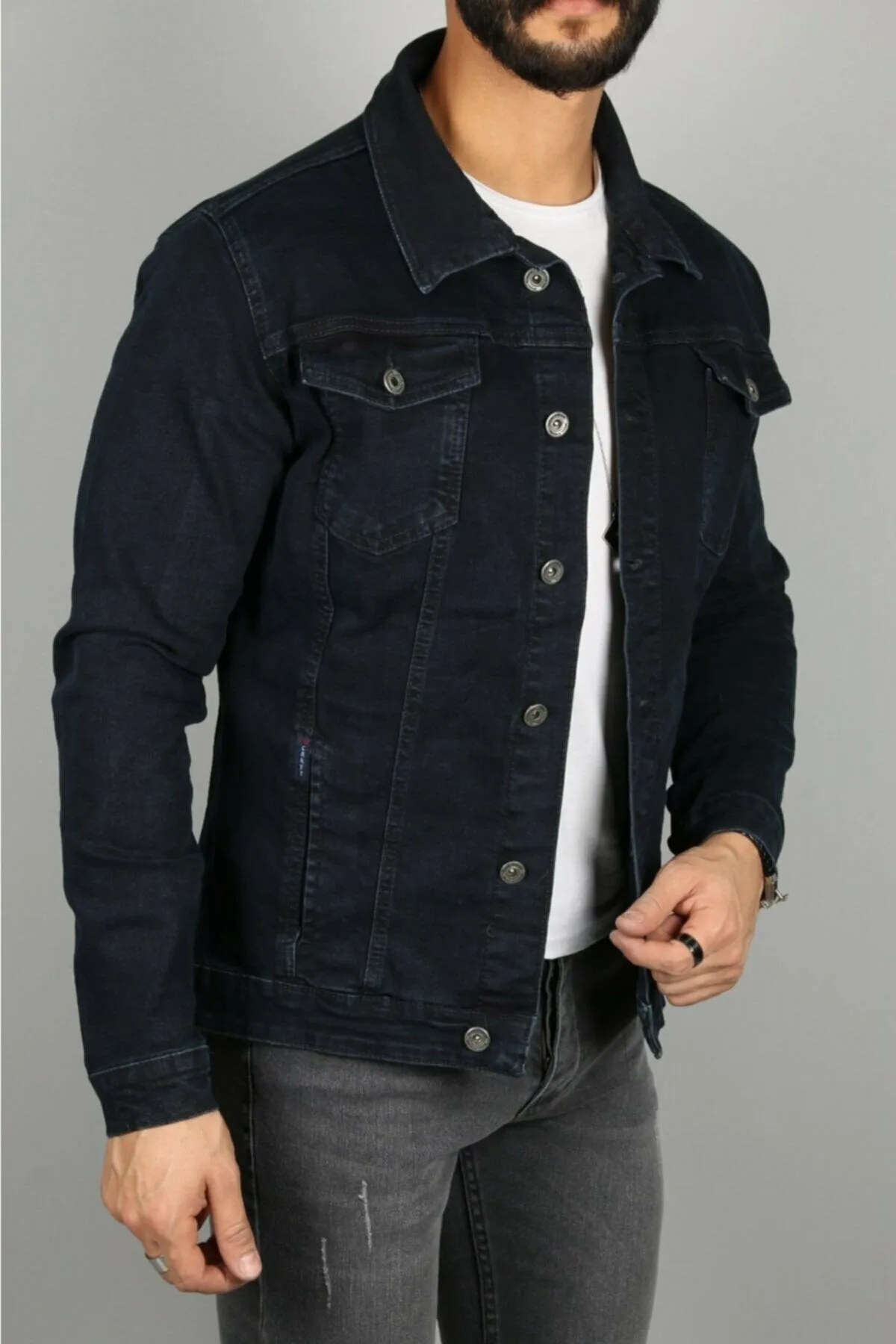 HB Mens Denim Jacket Stretchable Fine Lycra