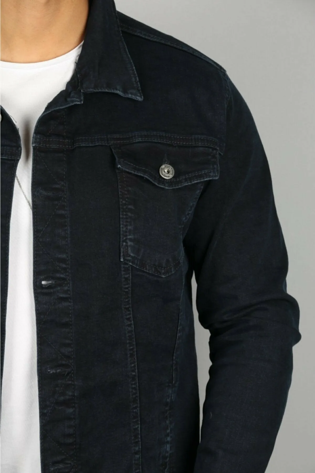 HB Mens Denim Jacket Stretchable Fine Lycra