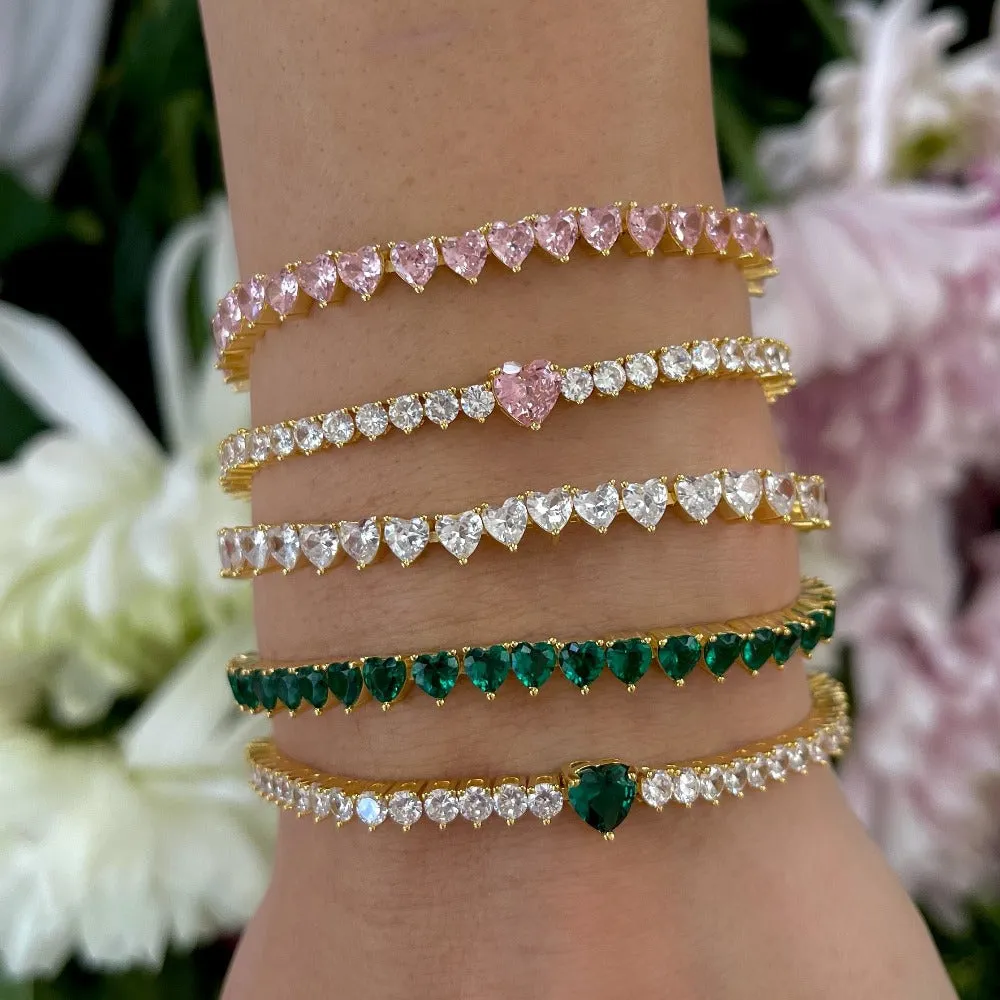 Heart Tennis Bracelet