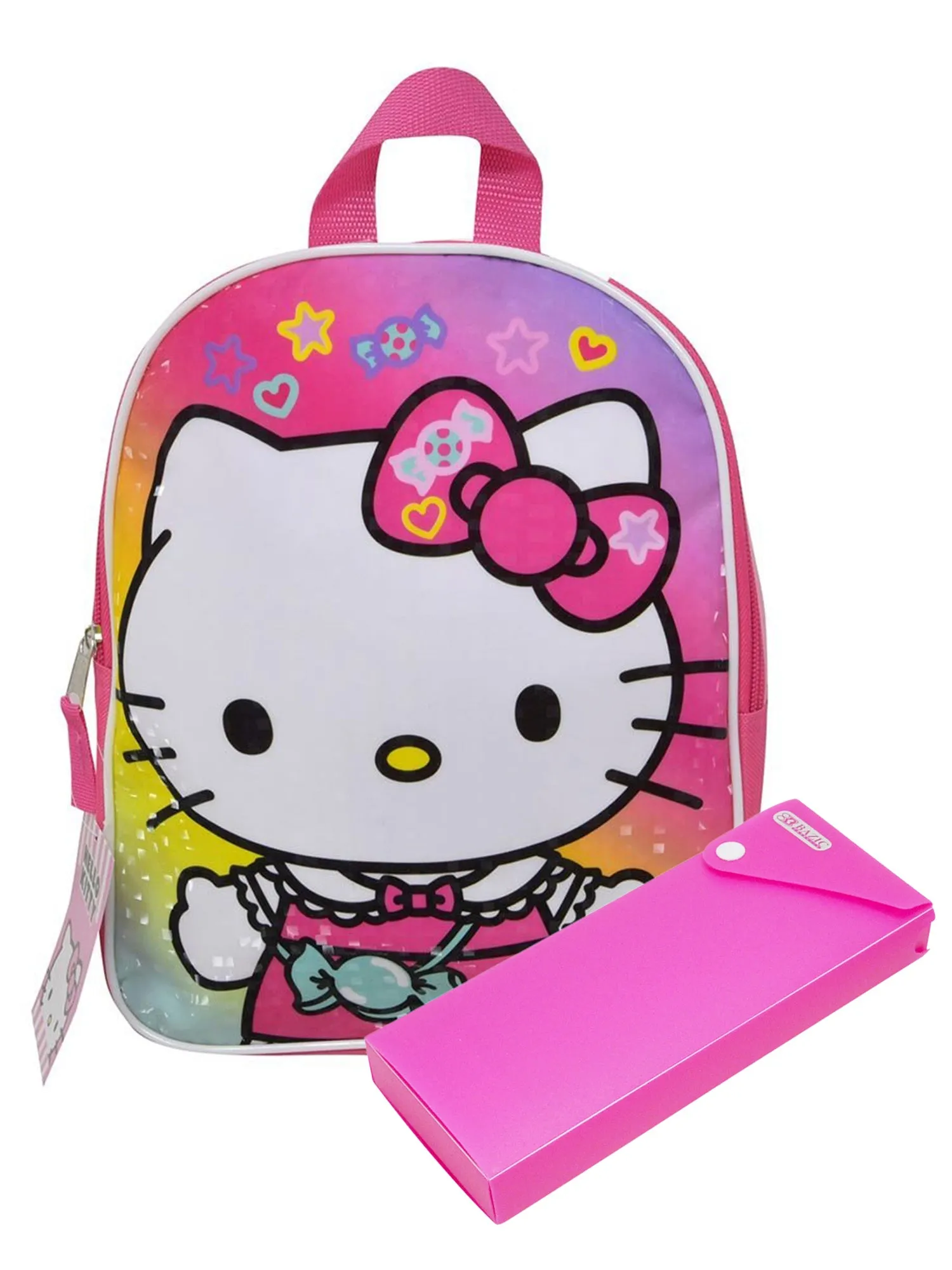 Hello Kitty Backpack 11" Sanrio Toddler w/ Sliding Pencil Case Set