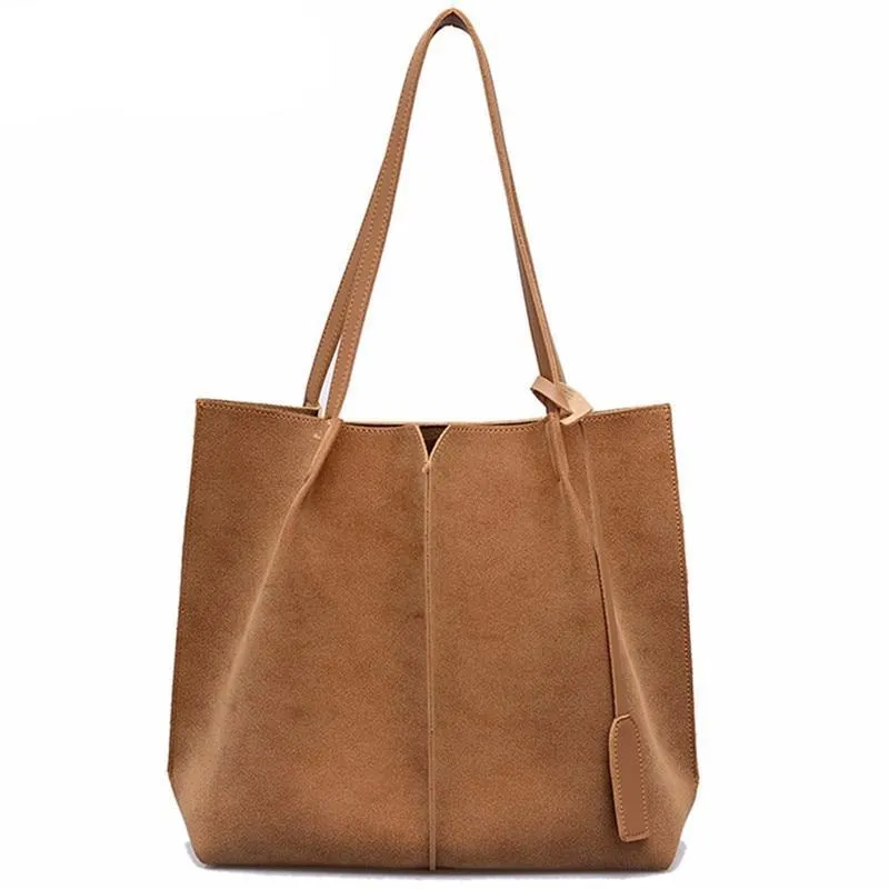 High Quality Women Suede Handbags Soft Leather Women Bag  2PCS Handbags Set Female Shoulder Bags Large Casual Tote Bags