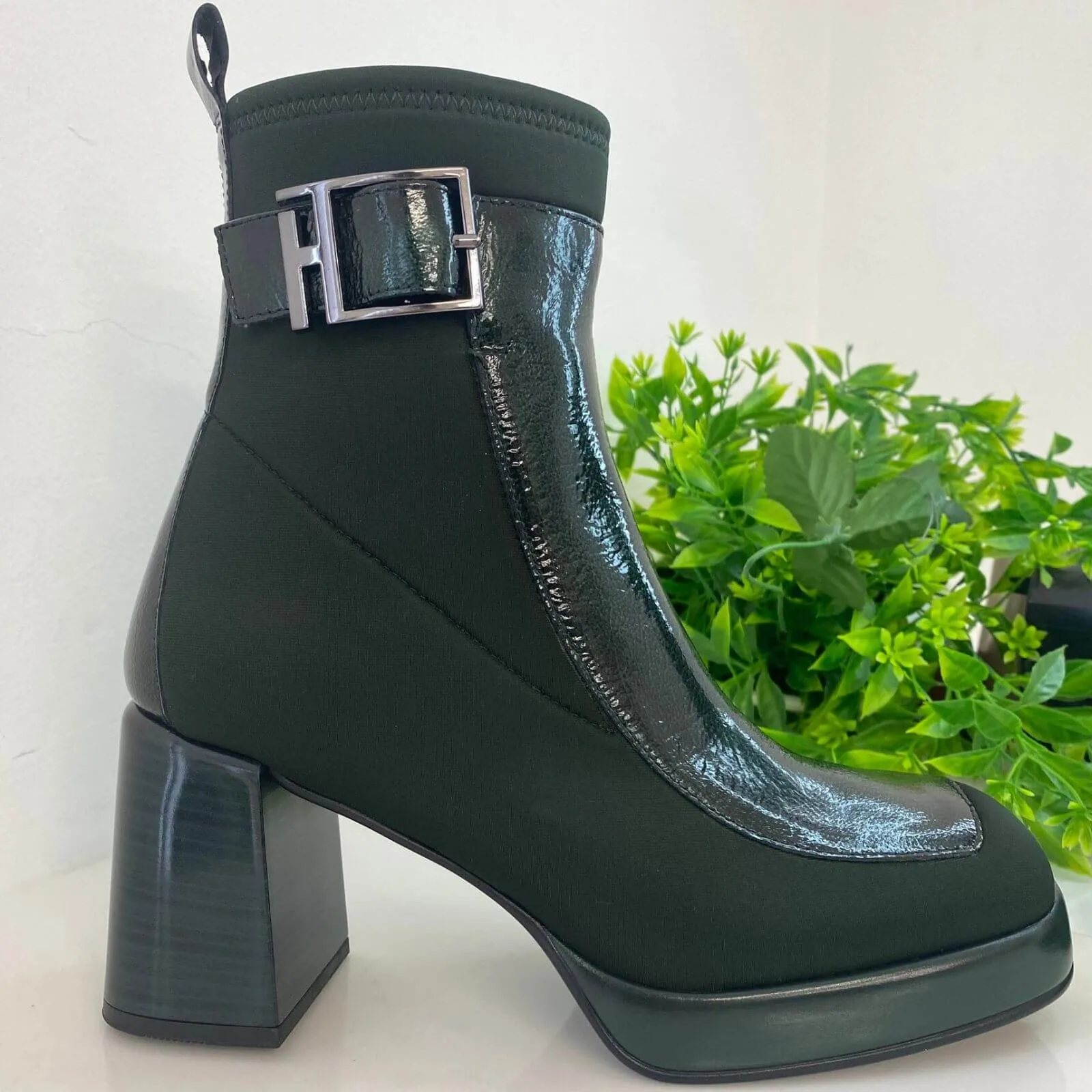 Hispanitas Green Leather Platform Boots