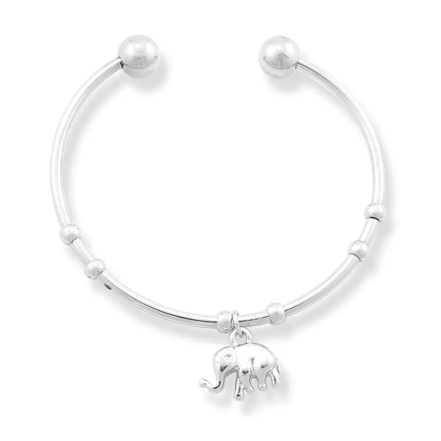 HNNB82361SILVER- TONE ELEPHANT CHARM BRACELETS (LF6)
