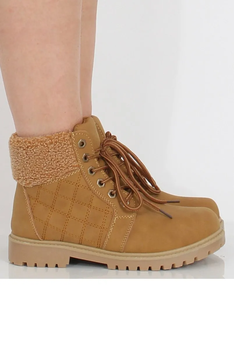 Honey Faux Fur Trim Hiker Boots - Teddy