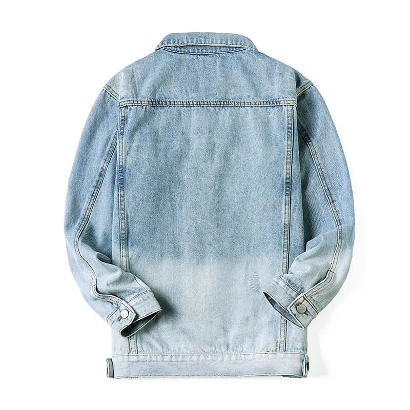 Hot Sale Stylish Men's Dyed Gradient Denim Jacket Jean Coats
