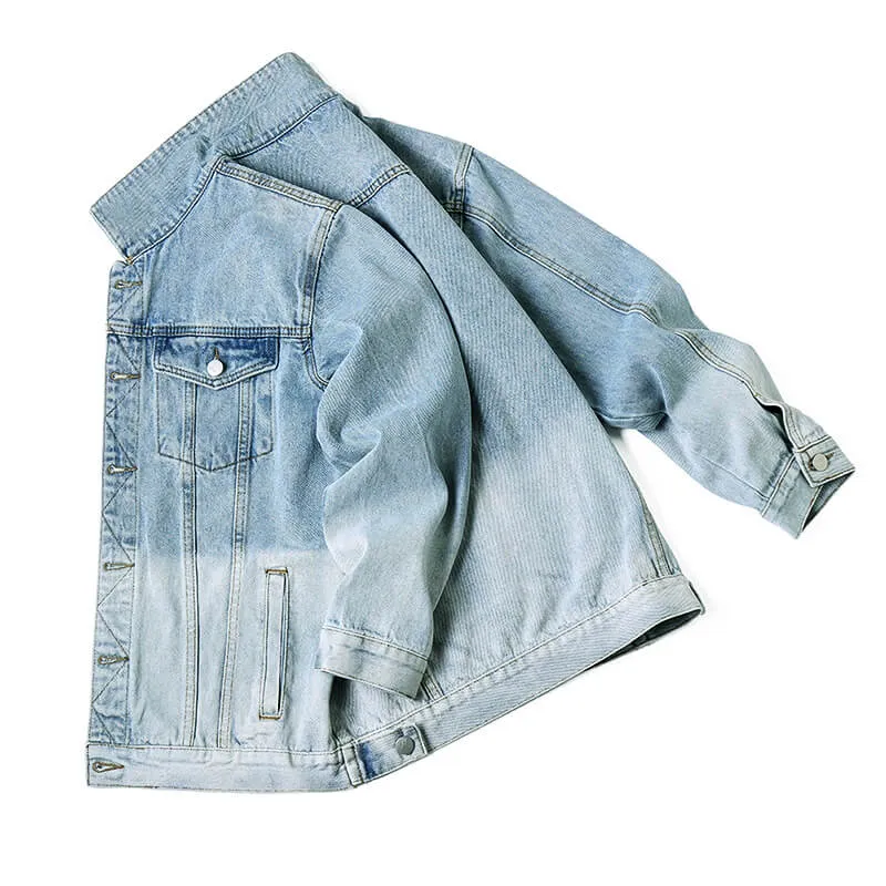 Hot Sale Stylish Men's Dyed Gradient Denim Jacket Jean Coats