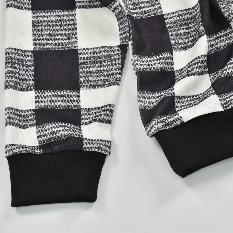 Houndstooth Round Collar Knit Plaid Blouses