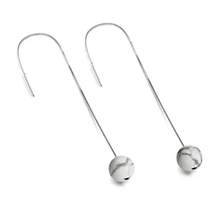 Howlite | .925 Sterling Silver | Gemstone Chain Drop Threader Earrings