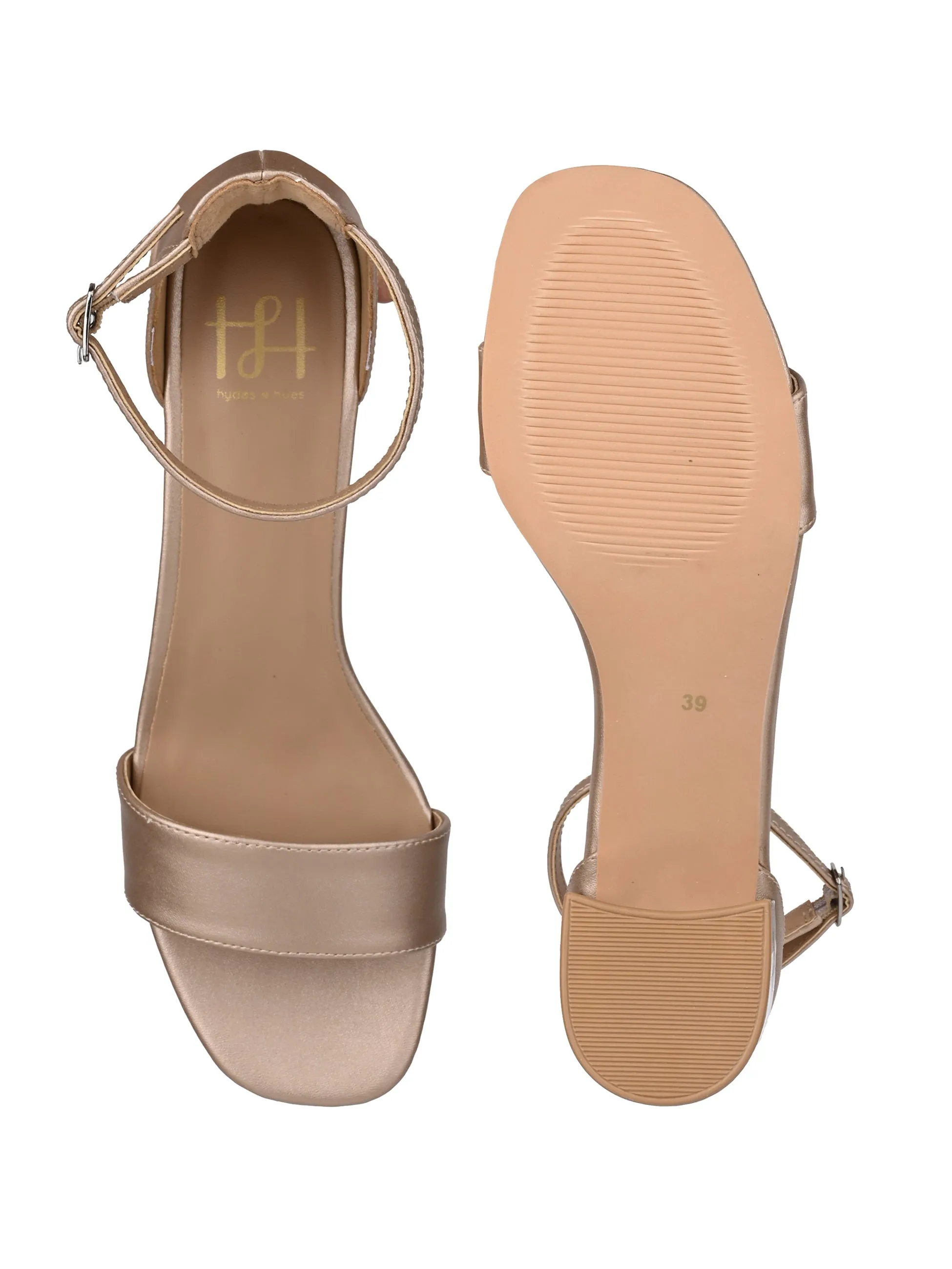 Hydes N Hues Gold Block Pumps with Stone Finish Heels