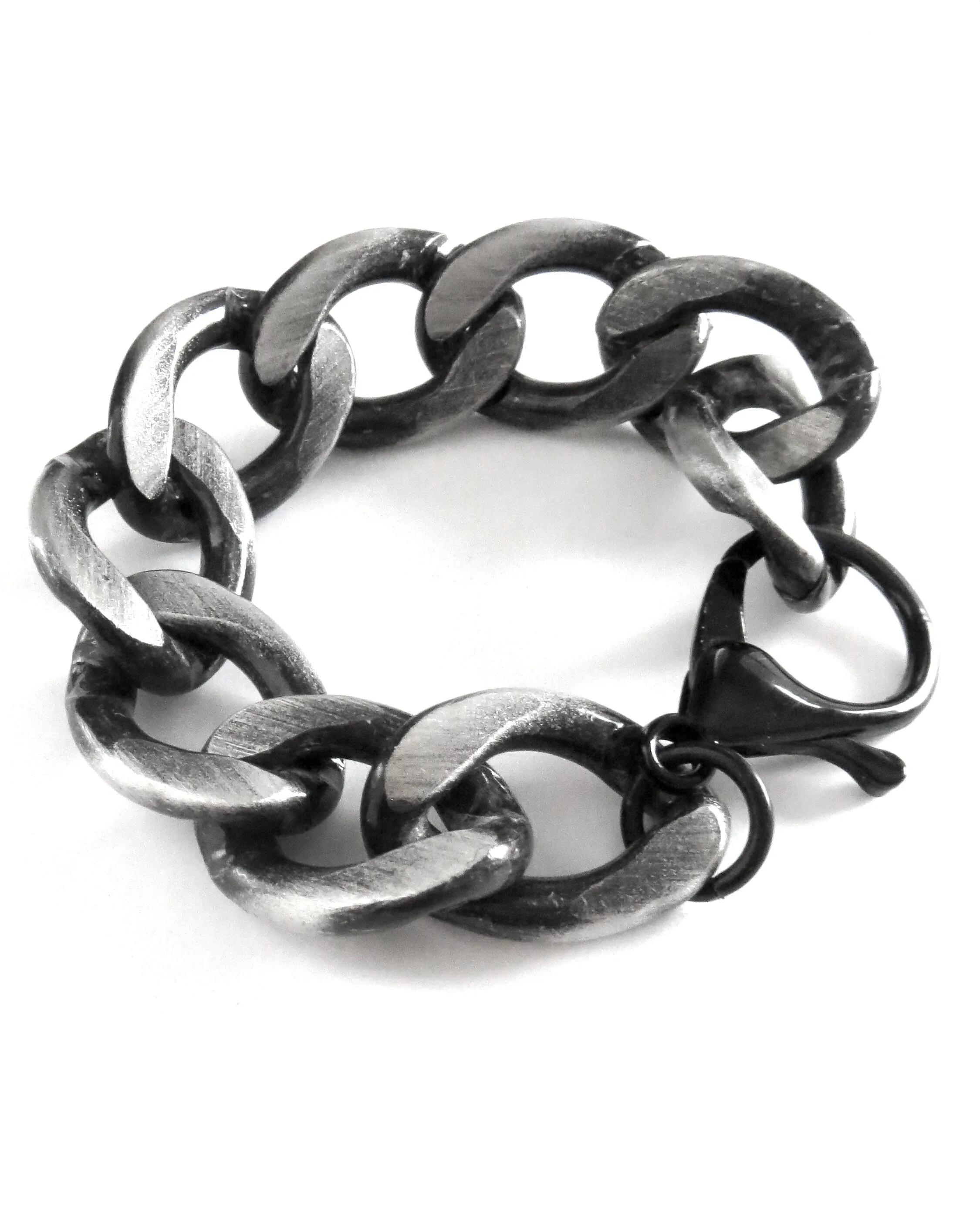 ICON - Thick Chunky Black and Silver Chain Bracelet