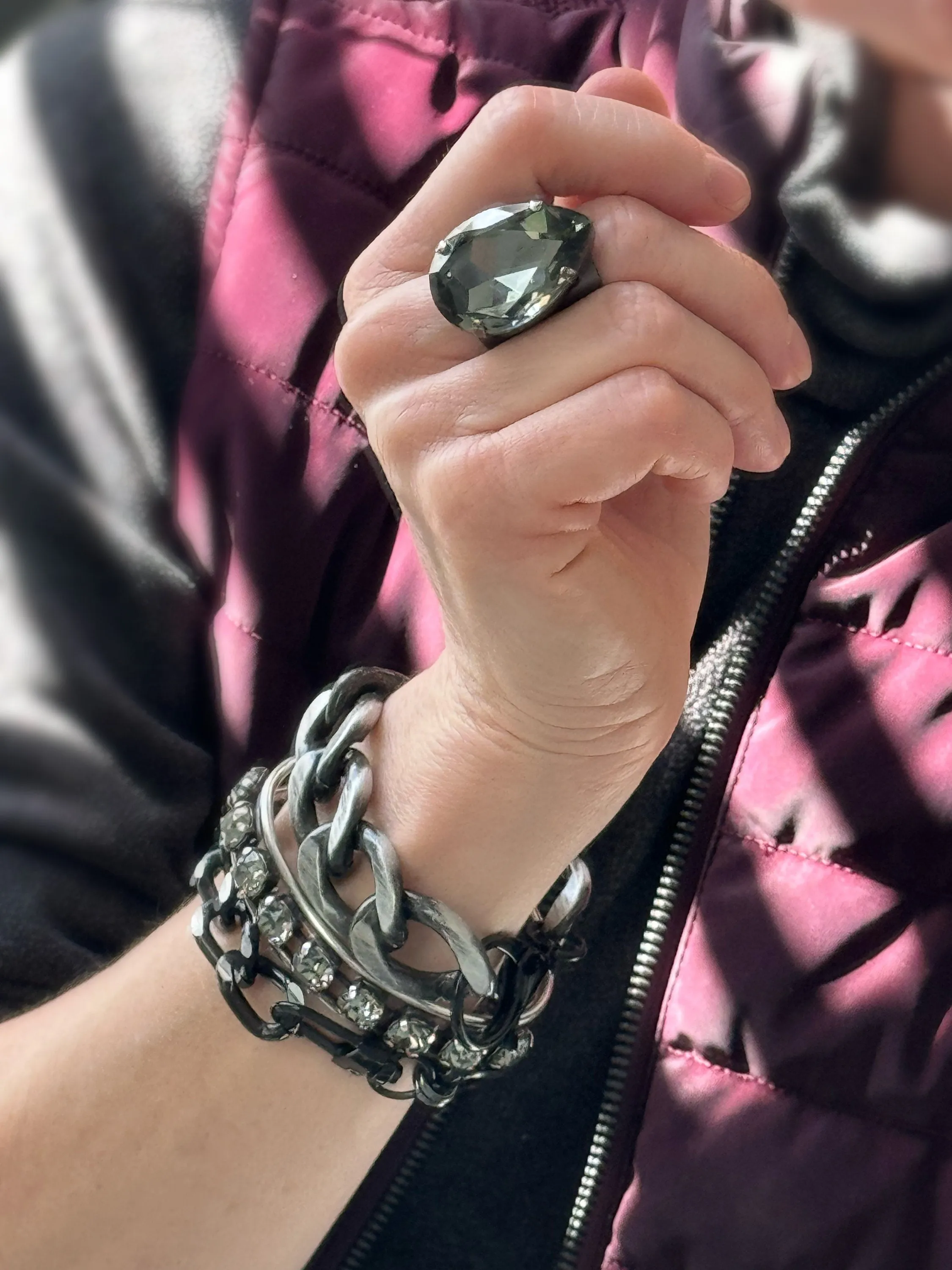 ICON - Thick Chunky Black and Silver Chain Bracelet