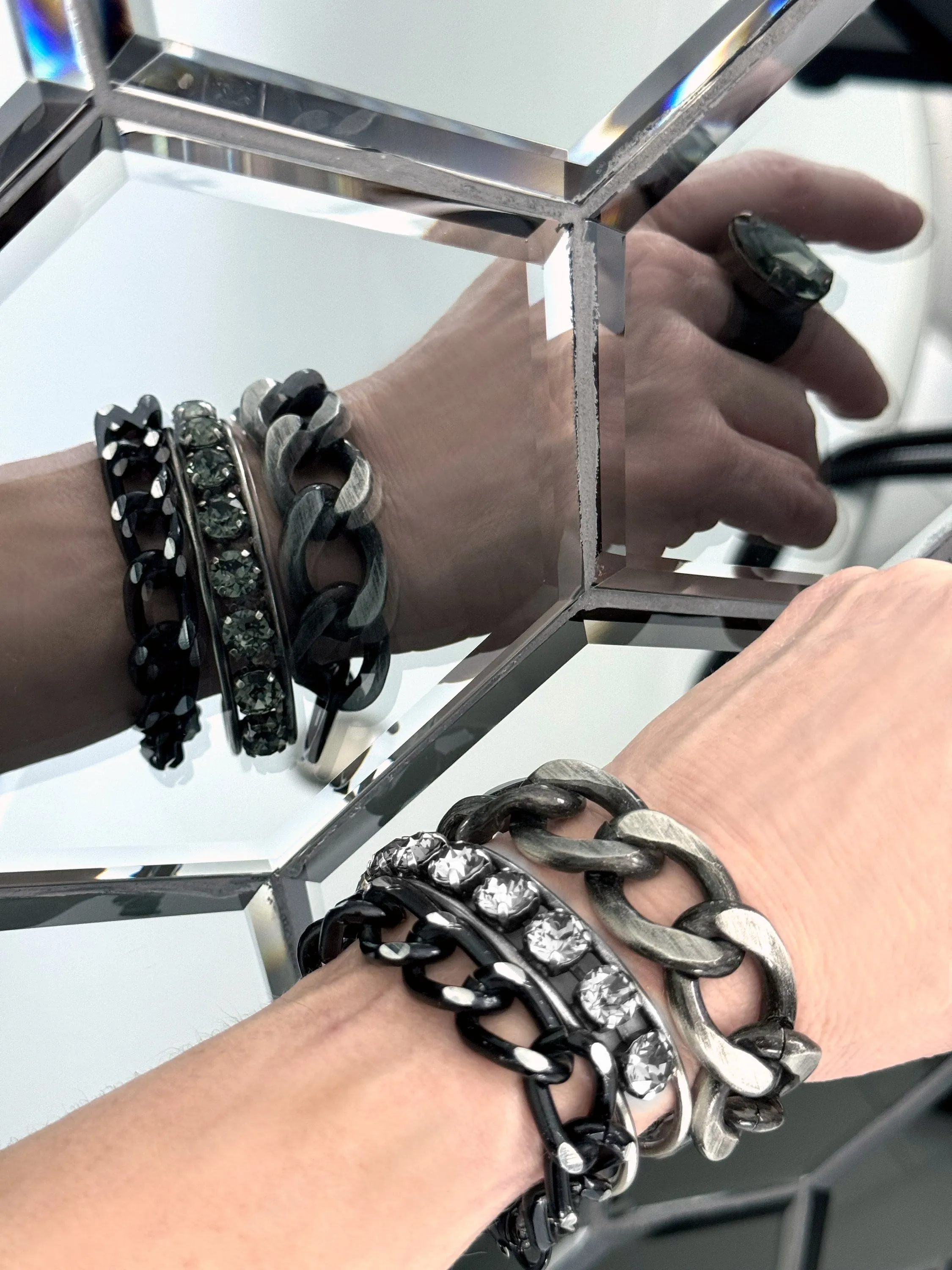 ICON - Thick Chunky Black and Silver Chain Bracelet