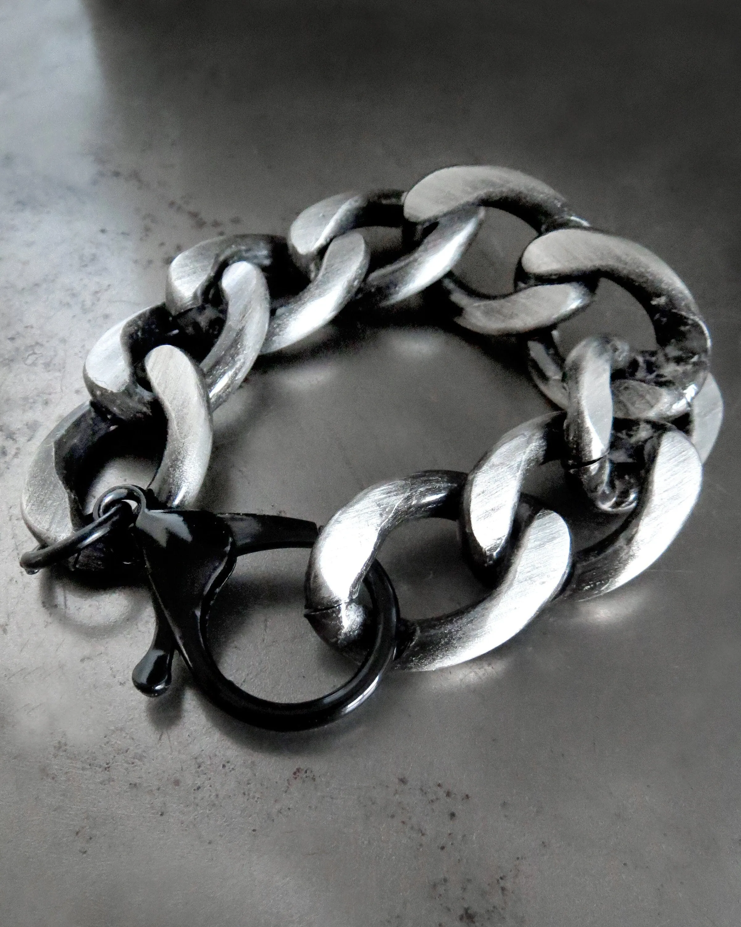 ICON - Thick Chunky Black and Silver Chain Bracelet