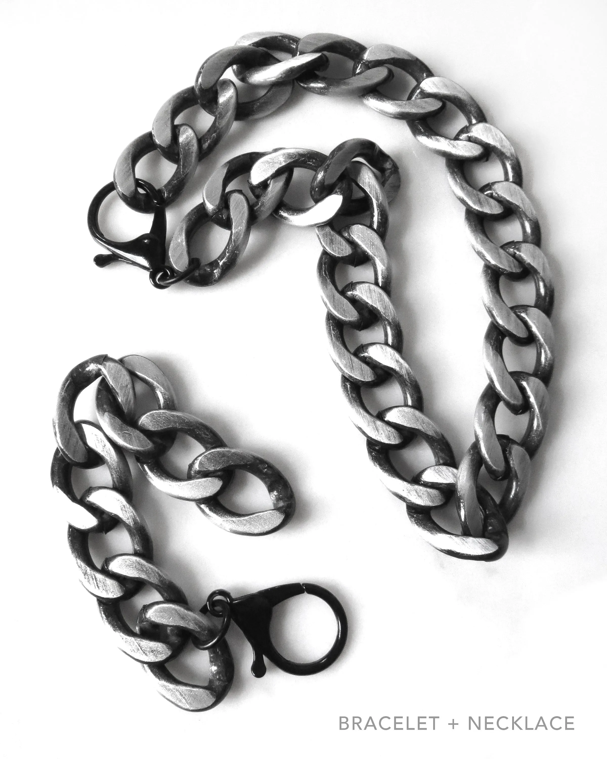 ICON - Thick Chunky Black and Silver Chain Bracelet