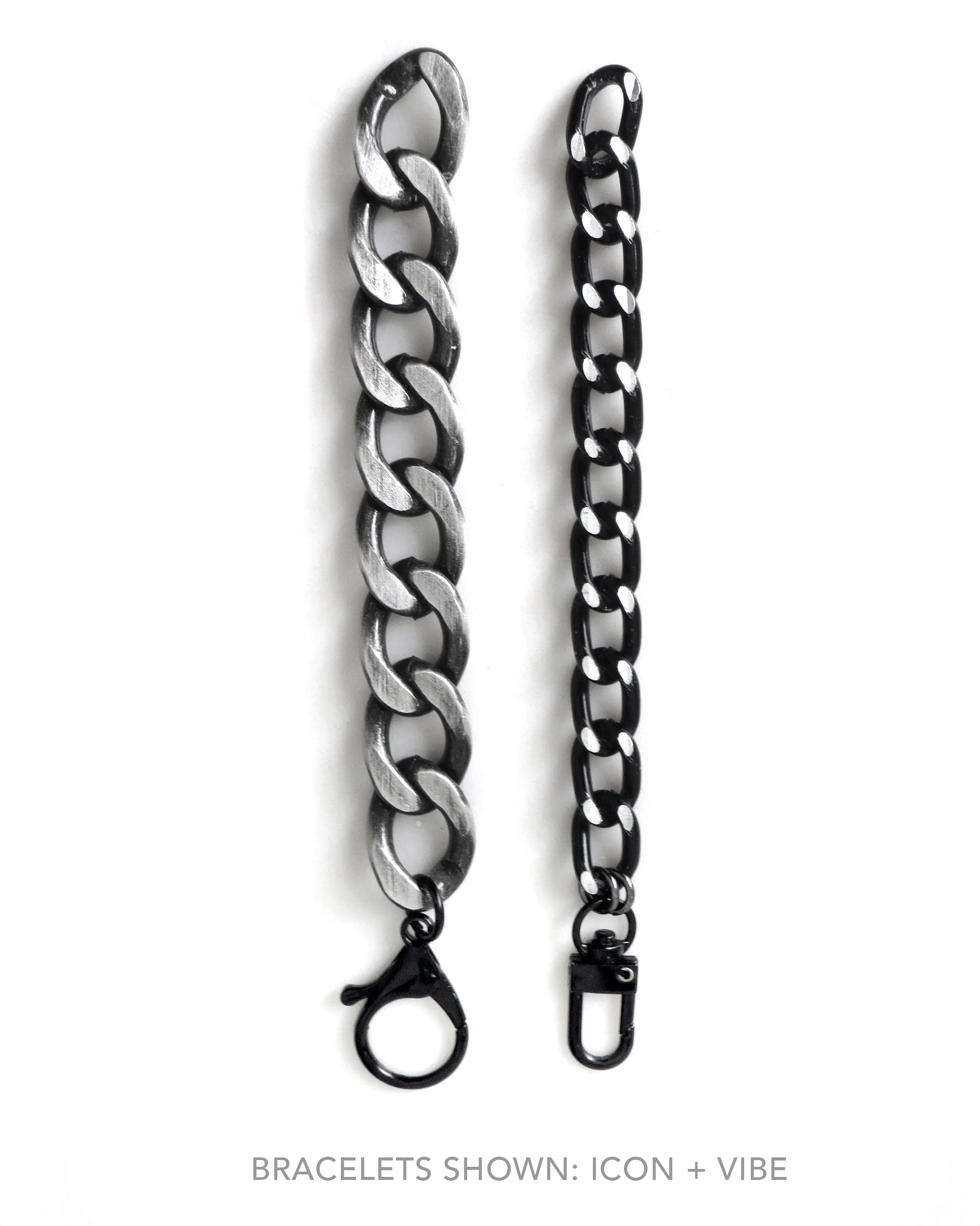 ICON - Thick Chunky Black and Silver Chain Bracelet