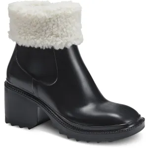 INC Womens Eadin Faux Fur Trim Cushioned Rain Boots Black 9 Medium (B,M)