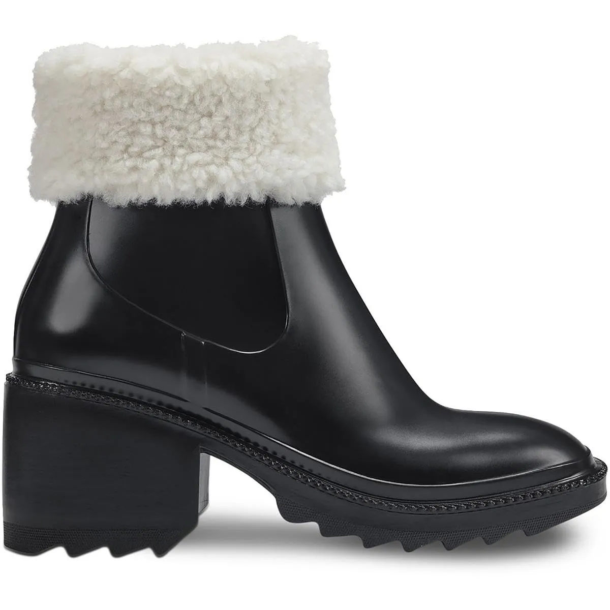 INC Womens Eadin Faux Fur Trim Cushioned Rain Boots Black 9 Medium (B,M)