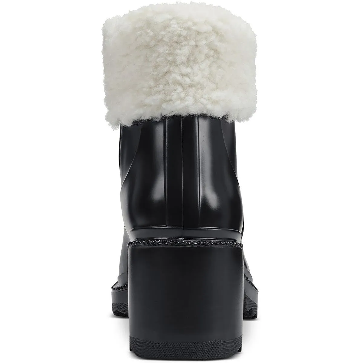 INC Womens Eadin Faux Fur Trim Cushioned Rain Boots Black 9 Medium (B,M)