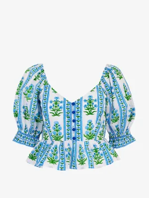 Indigo border Agnes blouse