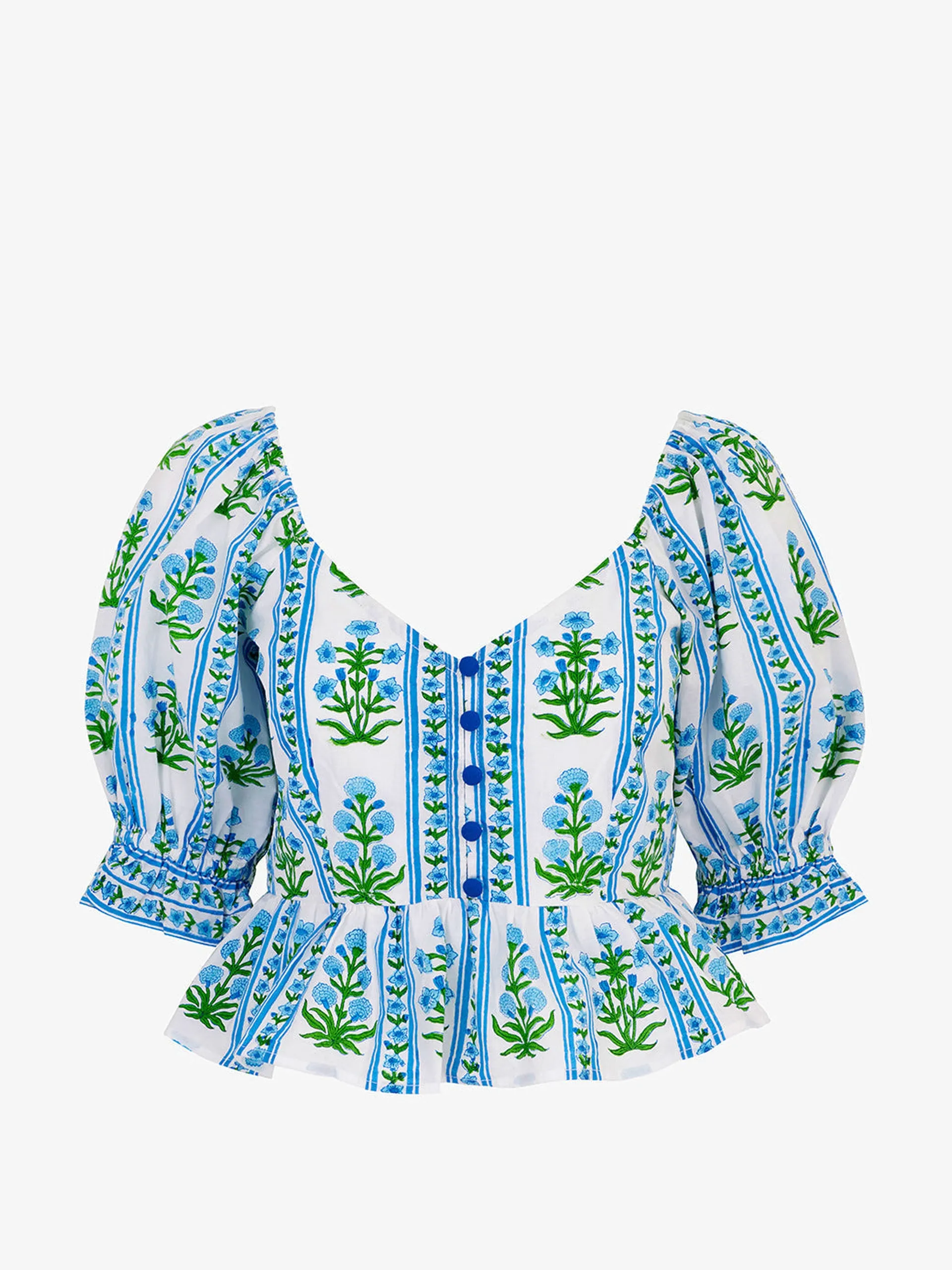 Indigo border Agnes blouse
