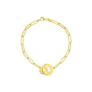 Interlocked Discs on Paper Clip Chain Bracelet