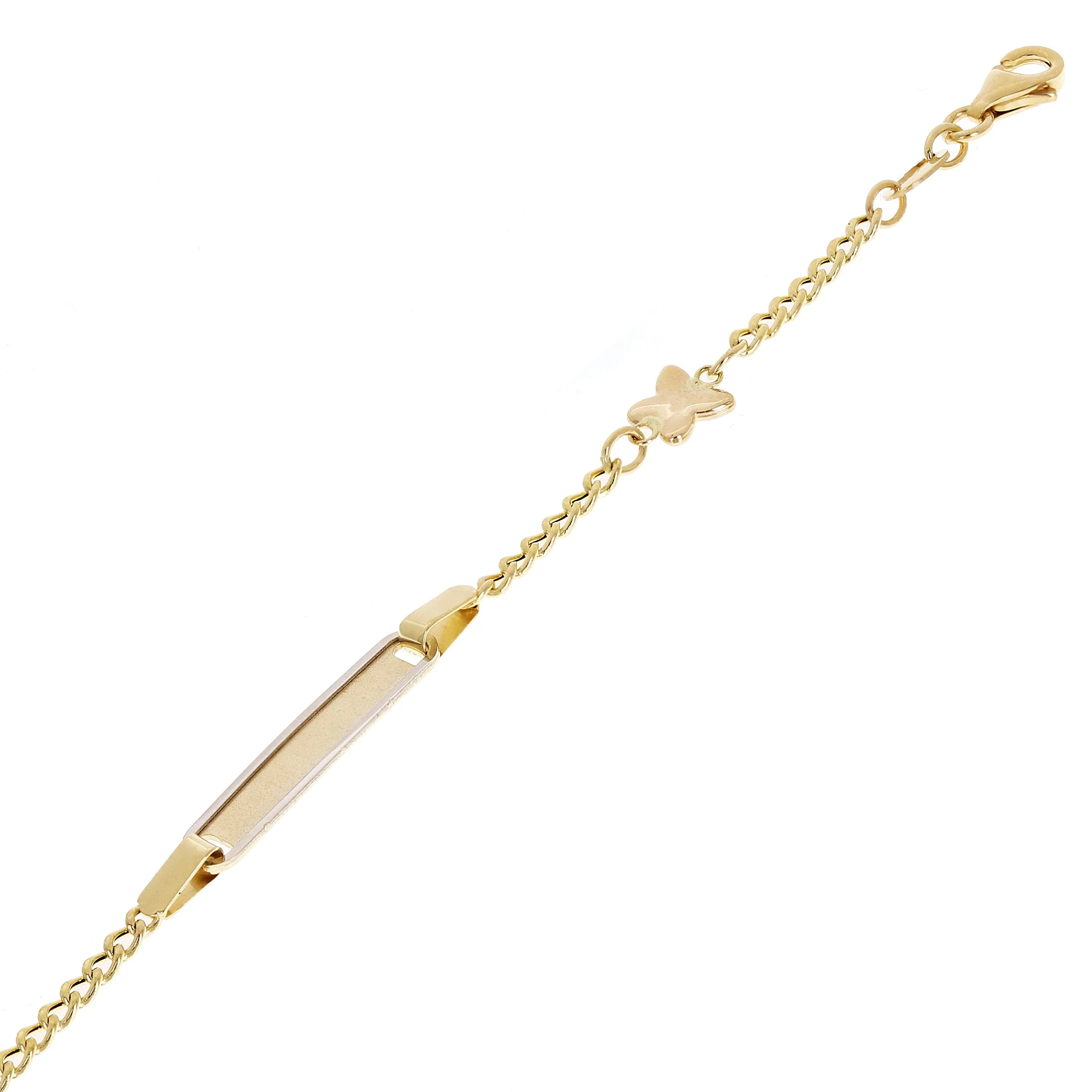 Italian 14k Yellow Gold Engravable Butterfly Charm Baby Kids ID Bracelet 5.5"