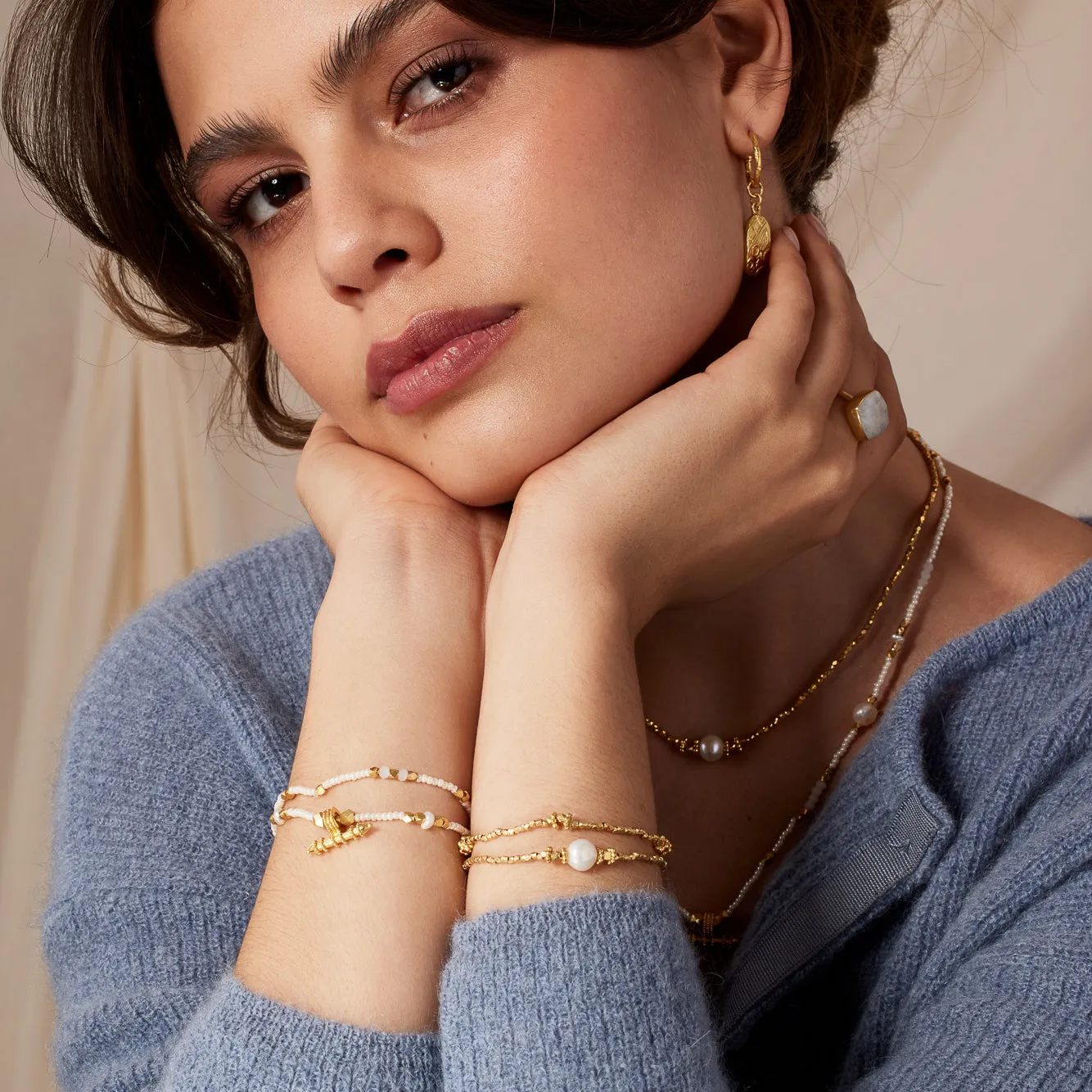Jaya Beaded Bracelet Set White
