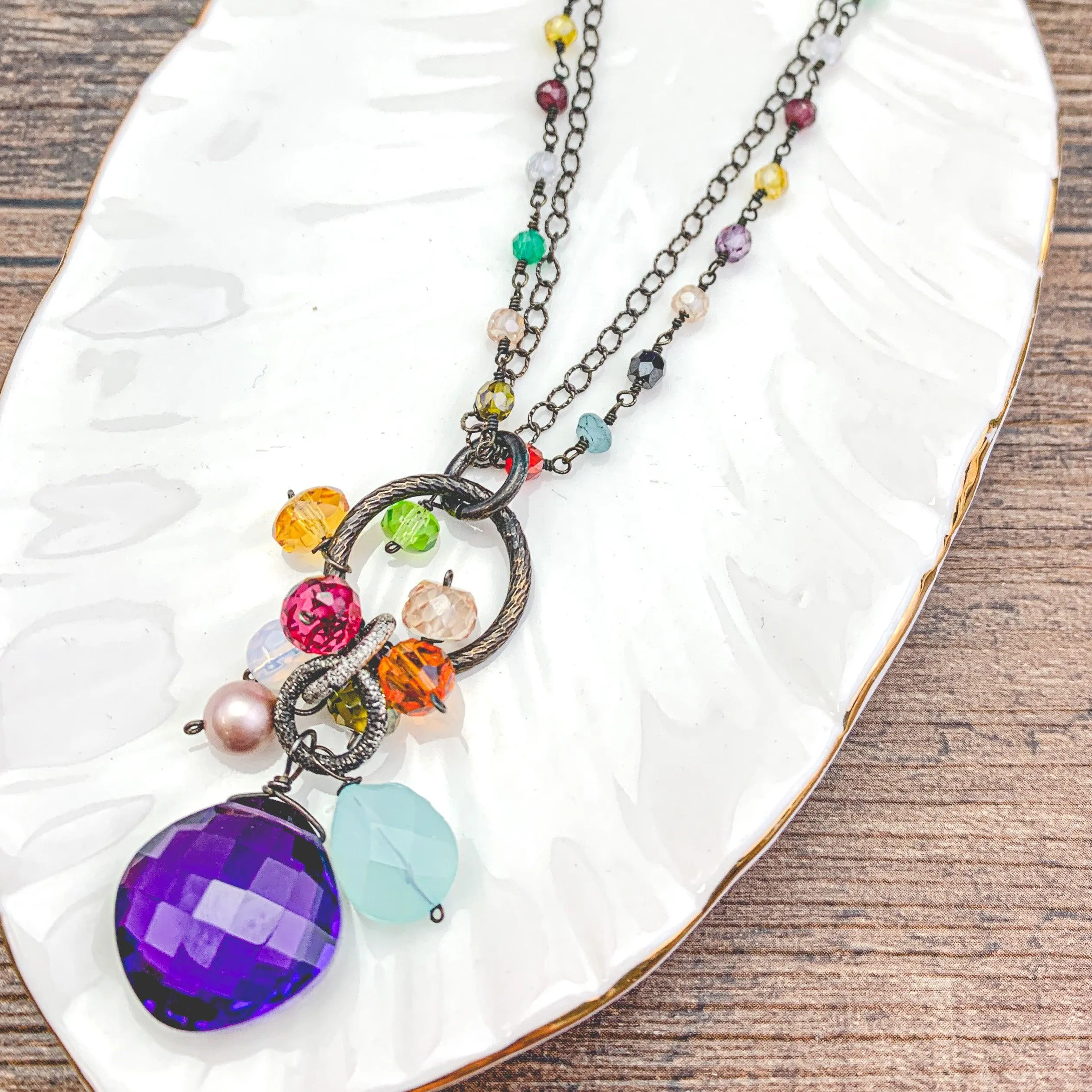 Jeanie PopArt Colorful Pendant Necklace