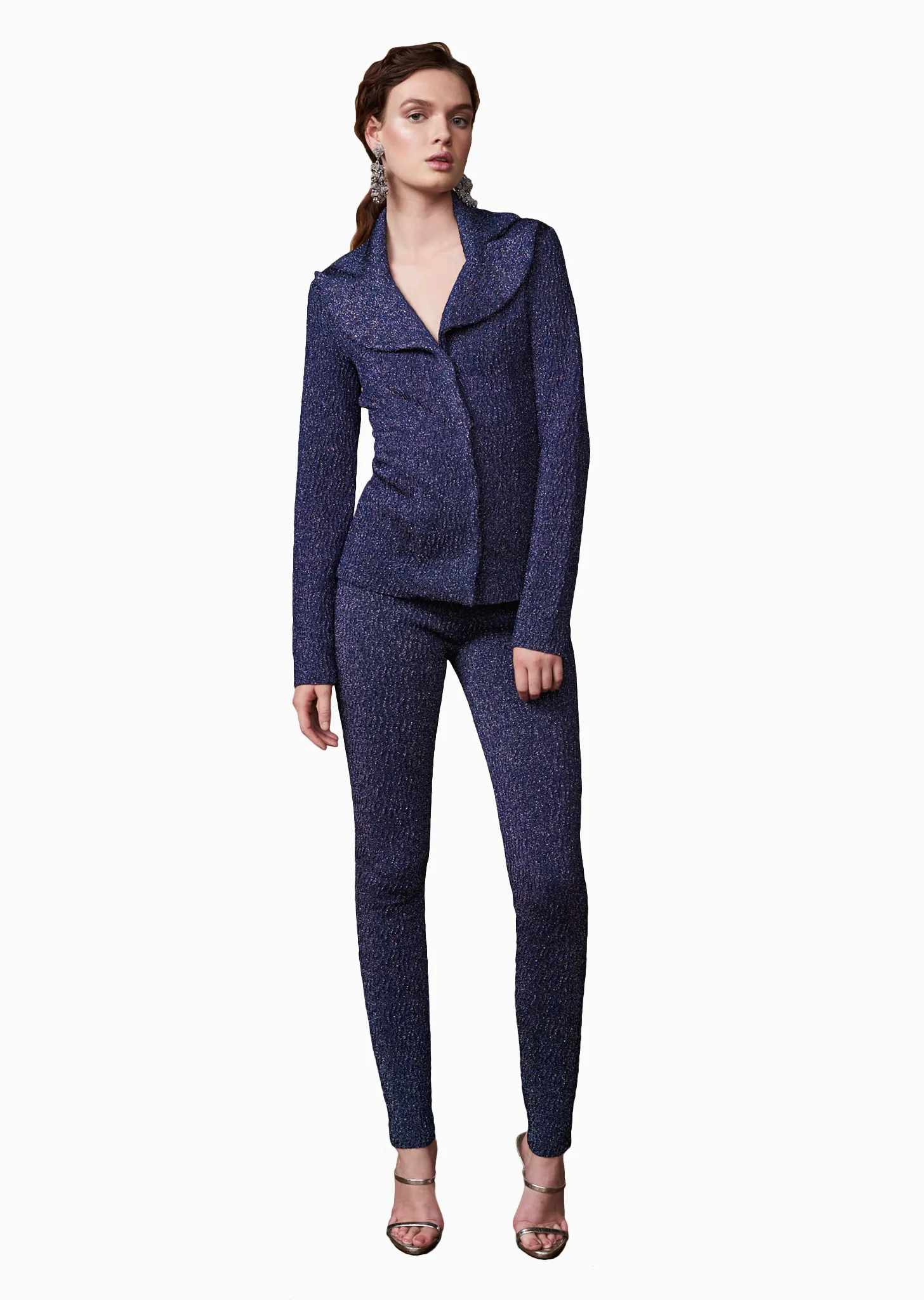 Jenette - Metallic Tuxedo Blazer Jacket