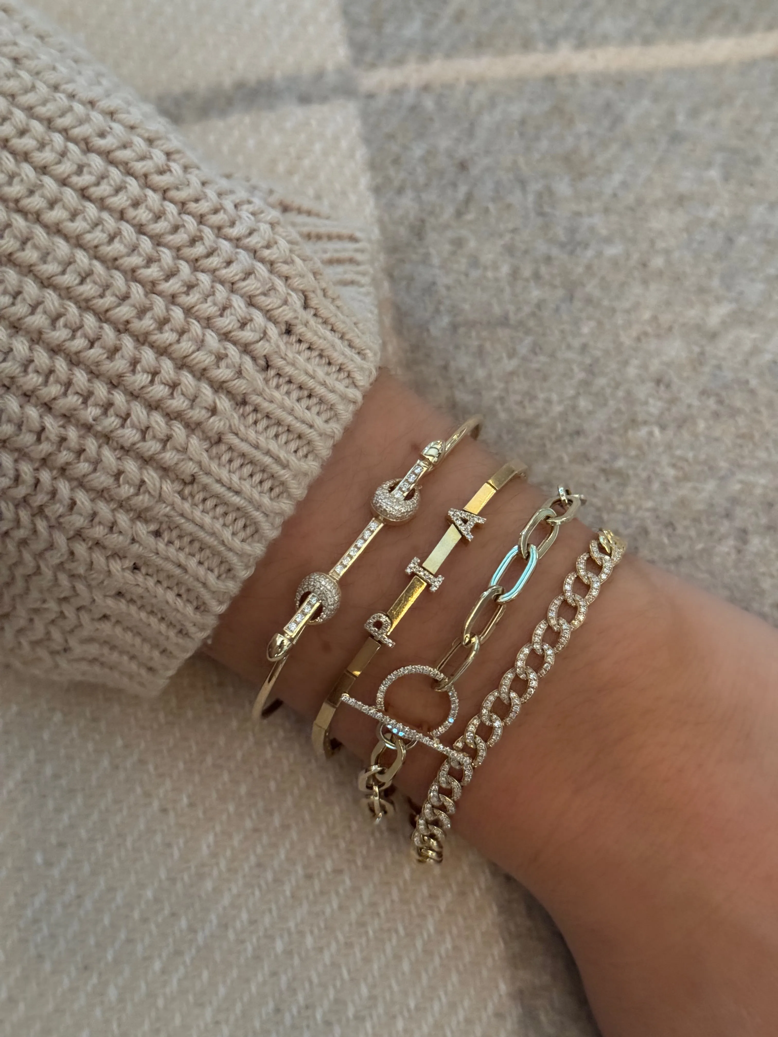 Jumbo Link Chain and Diamond Toggle Bracelet