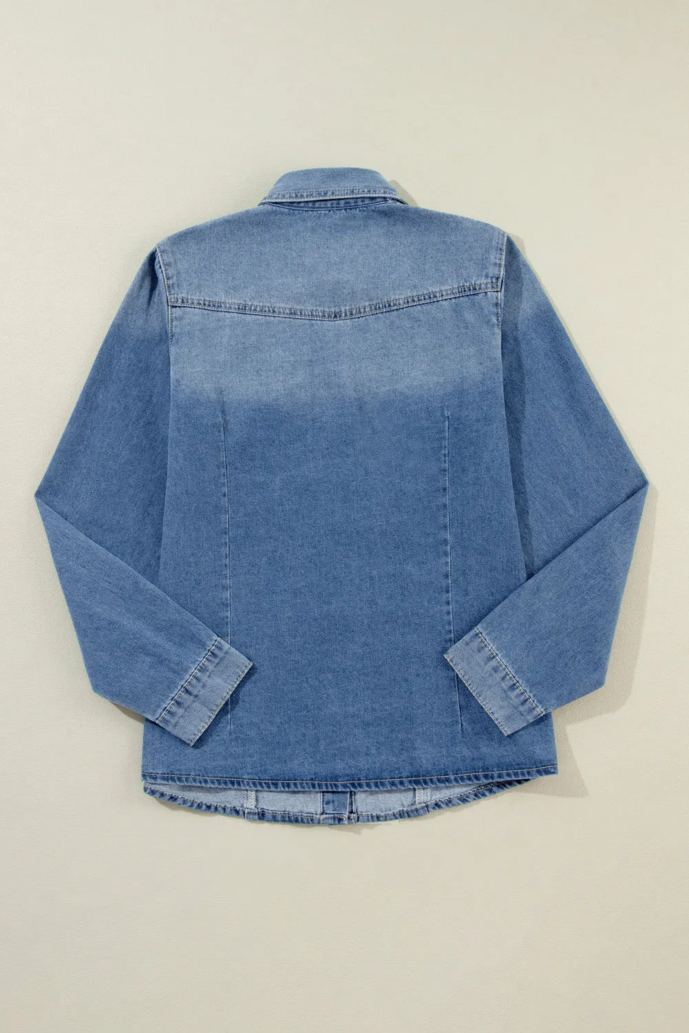 KaleaBoutique Flap Pockets Slim Buttoned Denim Shirt