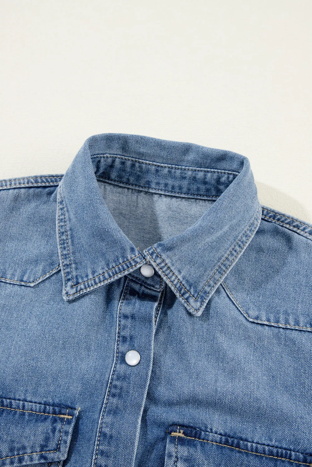 KaleaBoutique Flap Pockets Slim Buttoned Denim Shirt