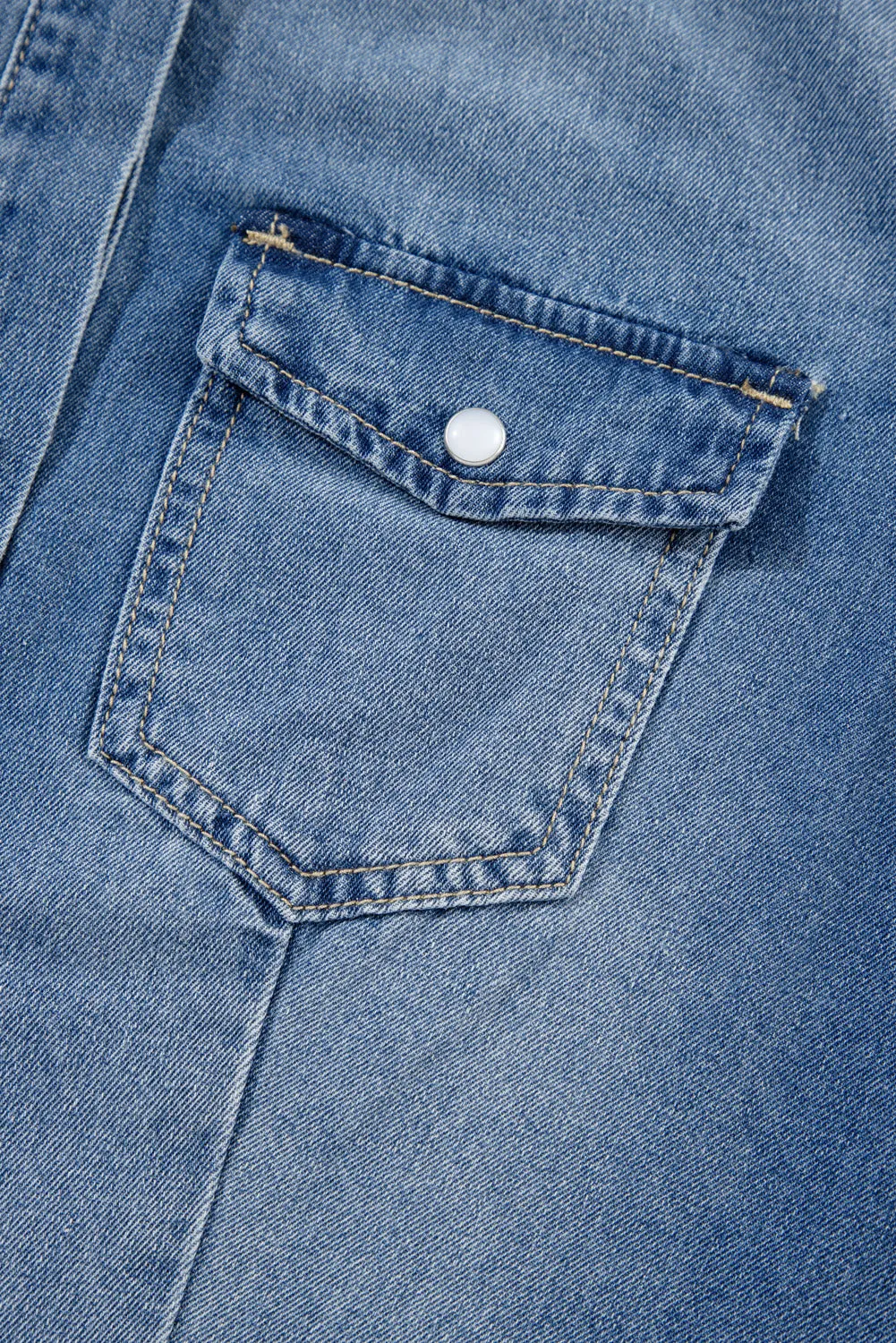 KaleaBoutique Flap Pockets Slim Buttoned Denim Shirt