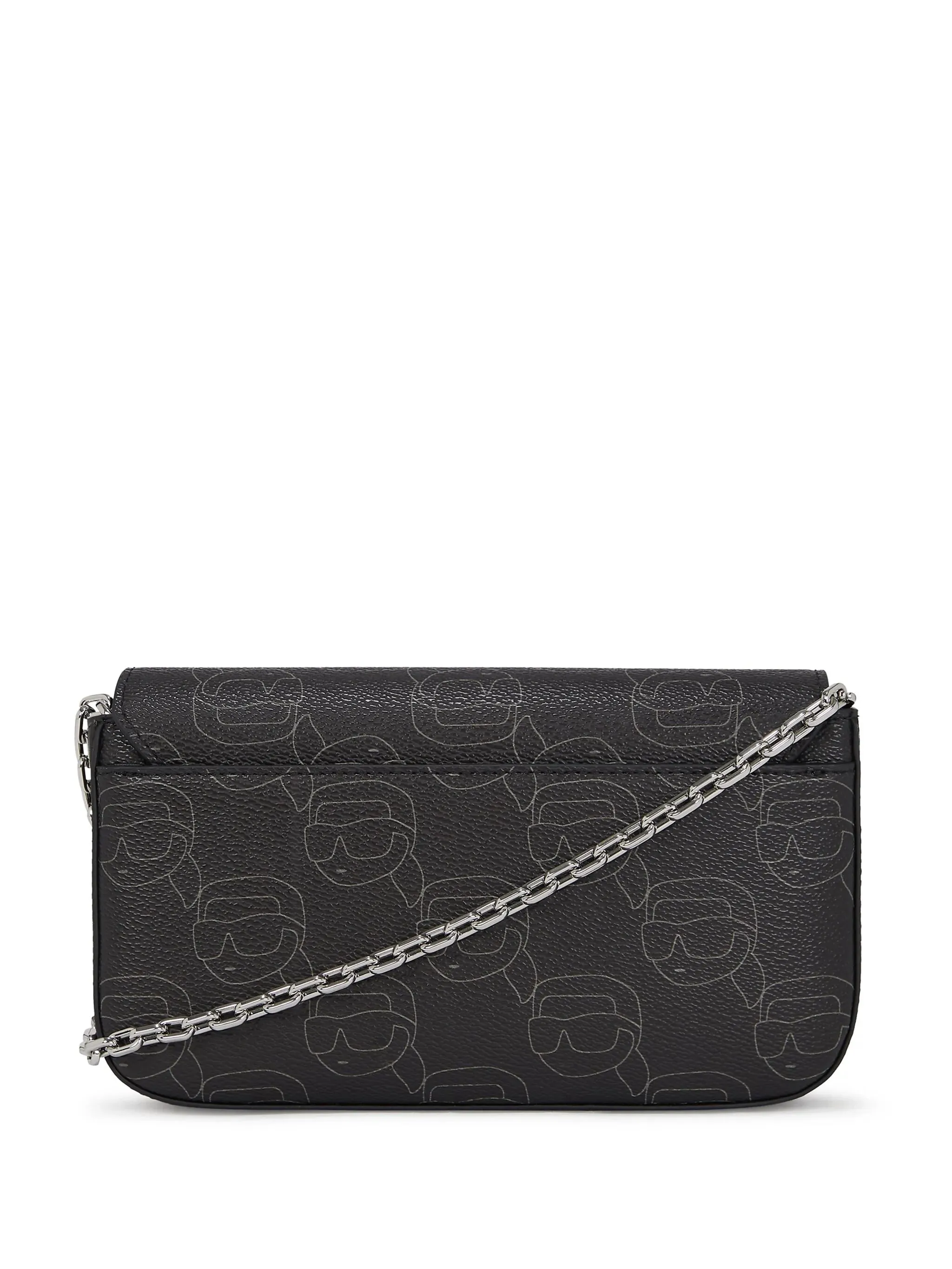Karl Lagerfeld Black Foldover Chain Link Shoulder Bag
