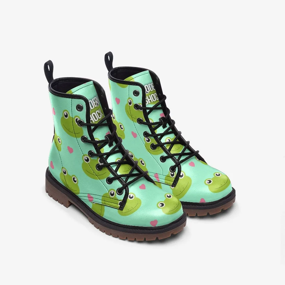 Kawaii Pastel Frog Vegan Leather Unisex Boots