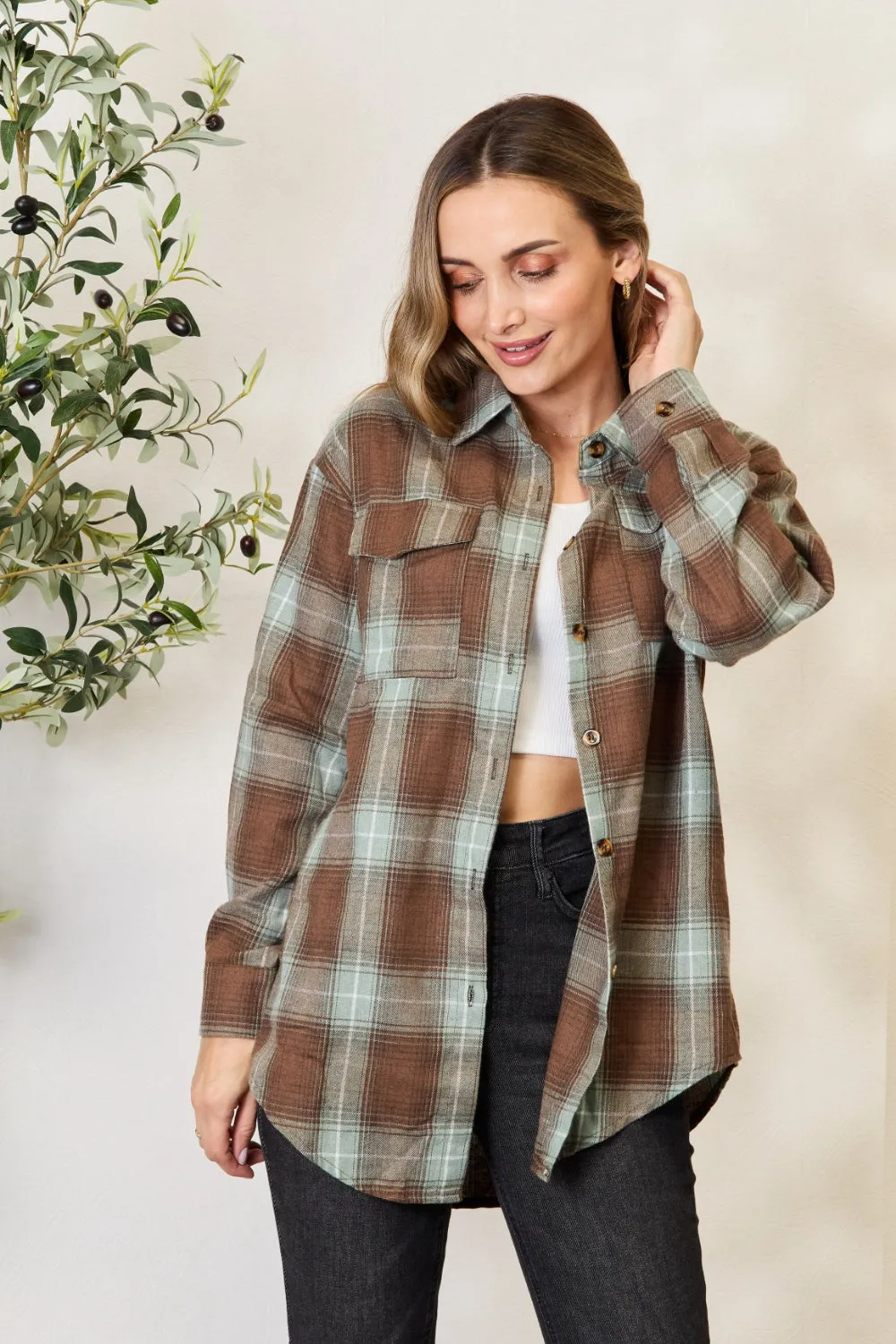Keri Plaid Dropped Shoulder Blouse