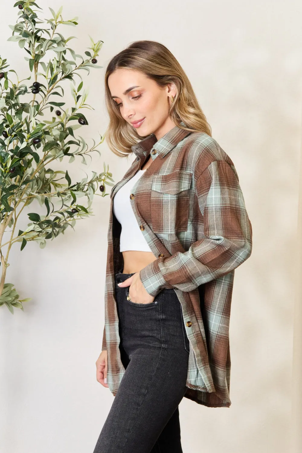 Keri Plaid Dropped Shoulder Blouse