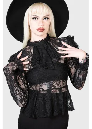 Killstar Fickle Feud Lace Blouse Zwart